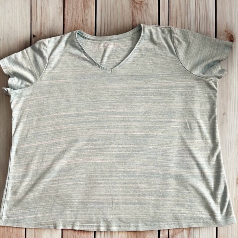 Laura Scott 2X T-Shirt Top Plus Seafoam Green Tee GUC